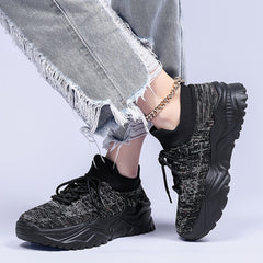 Women's Chunky Lace-up Sneakers for Outdoor Running