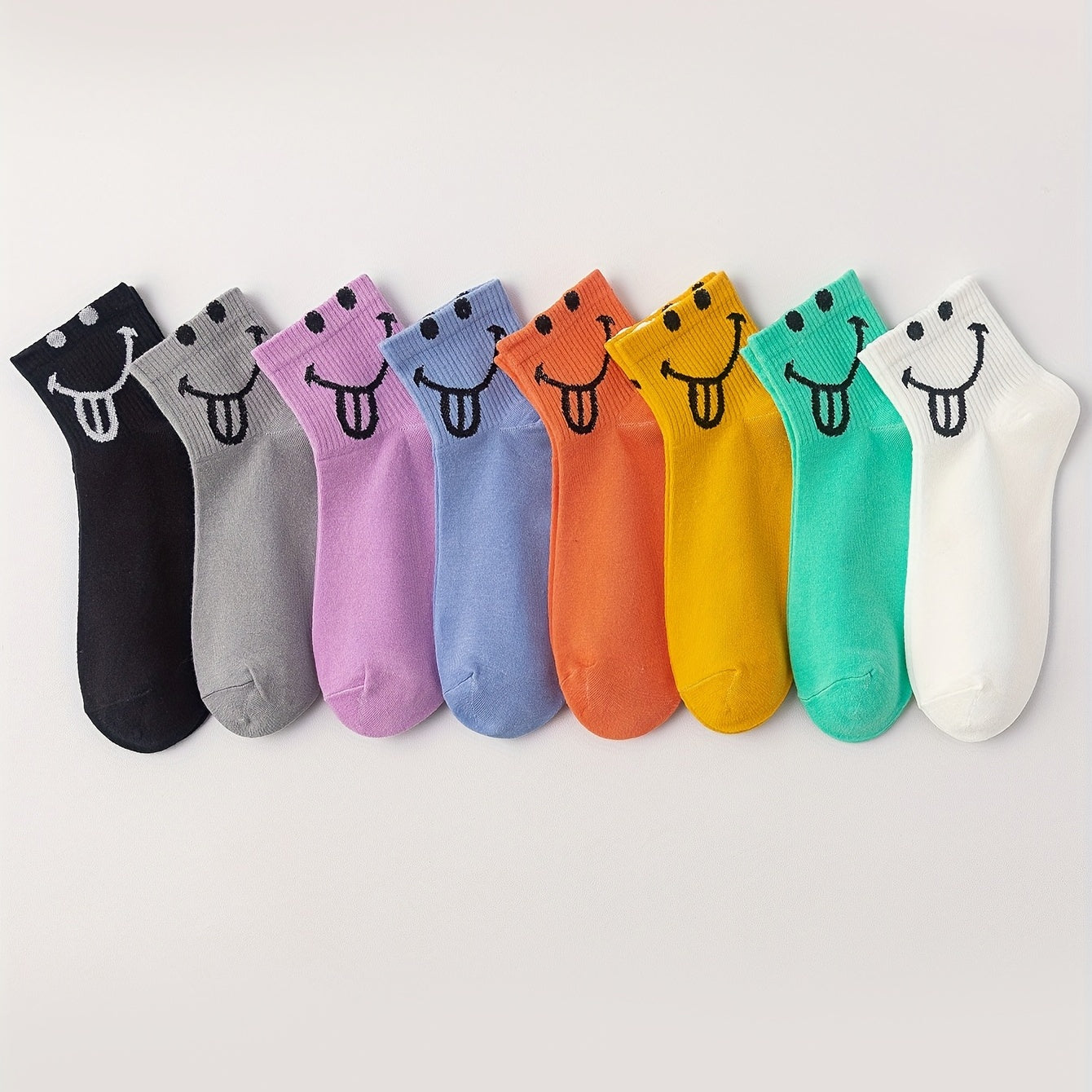 8 Pairs Expressive Print & Funny Mid Tube Socks Women's Stockings