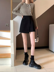 Preppy High Waist Pleated Zip Skirt for Women