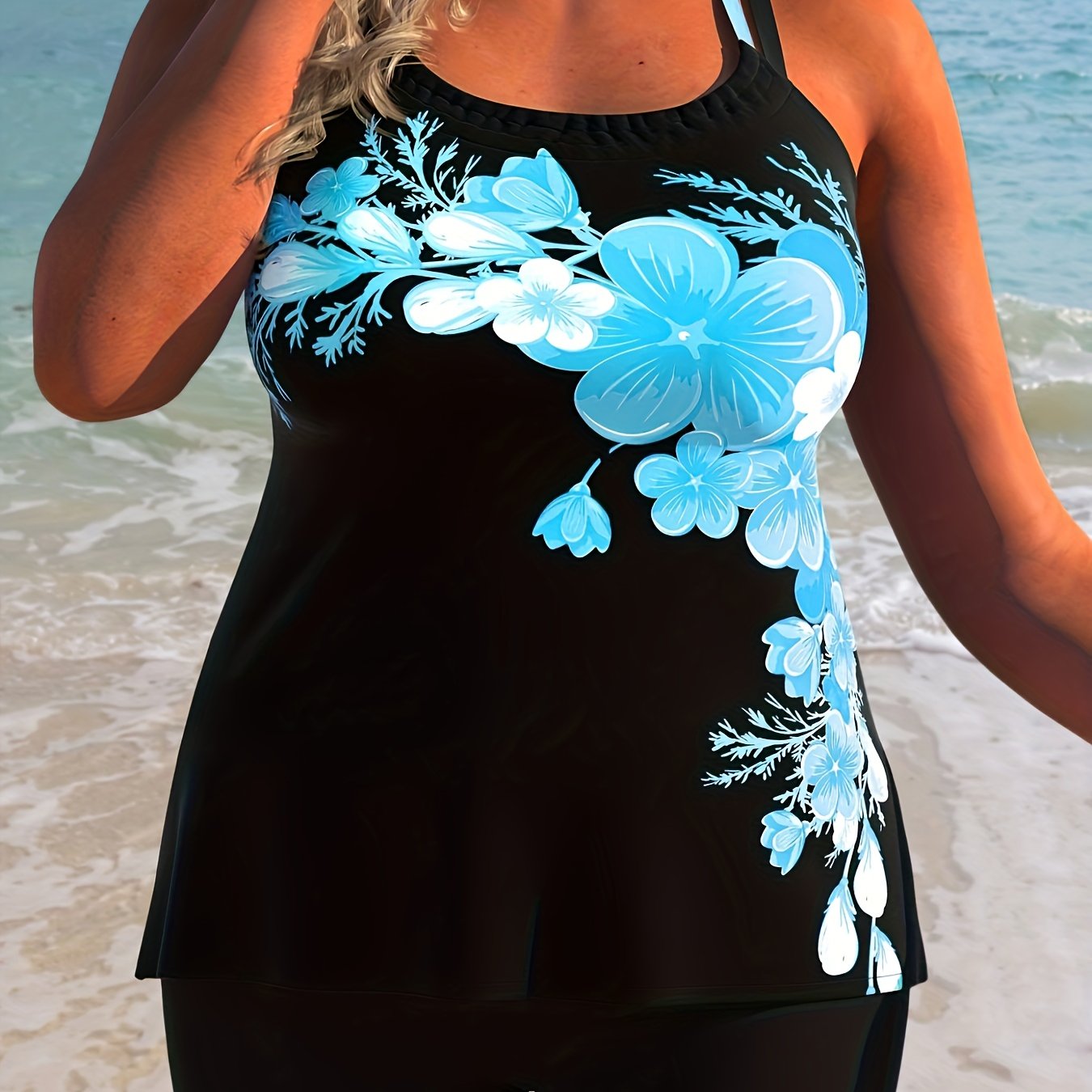 Floral Print Tank Top & Shorts Swimsuit Set