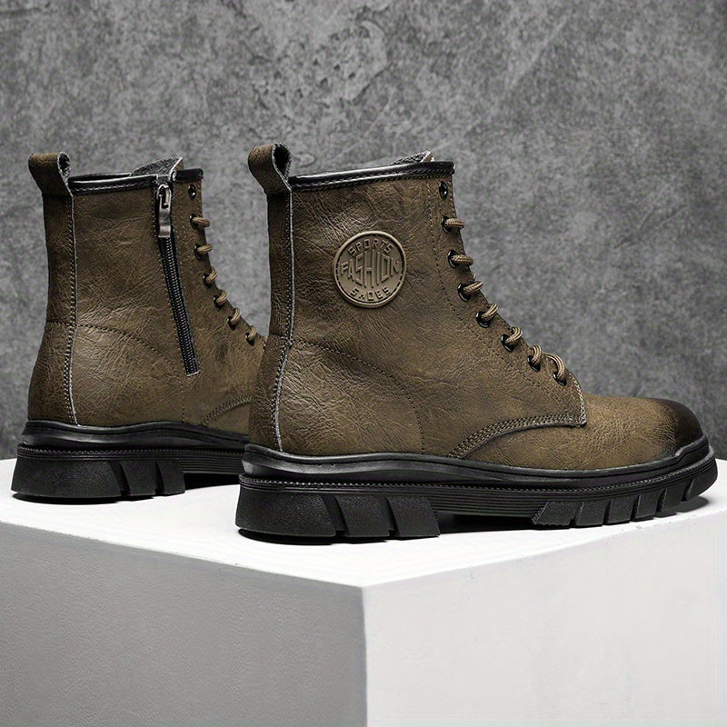Men's Lace-up Ankle Boots Zipper Casual Walking Shoes
