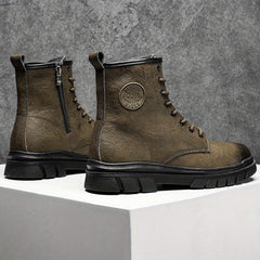 Men's Lace-up Ankle Boots Zipper Casual Walking Shoes