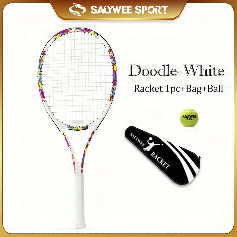 Durable Tennis Racket with Bag & Ball, Ultralight Racquet for Training