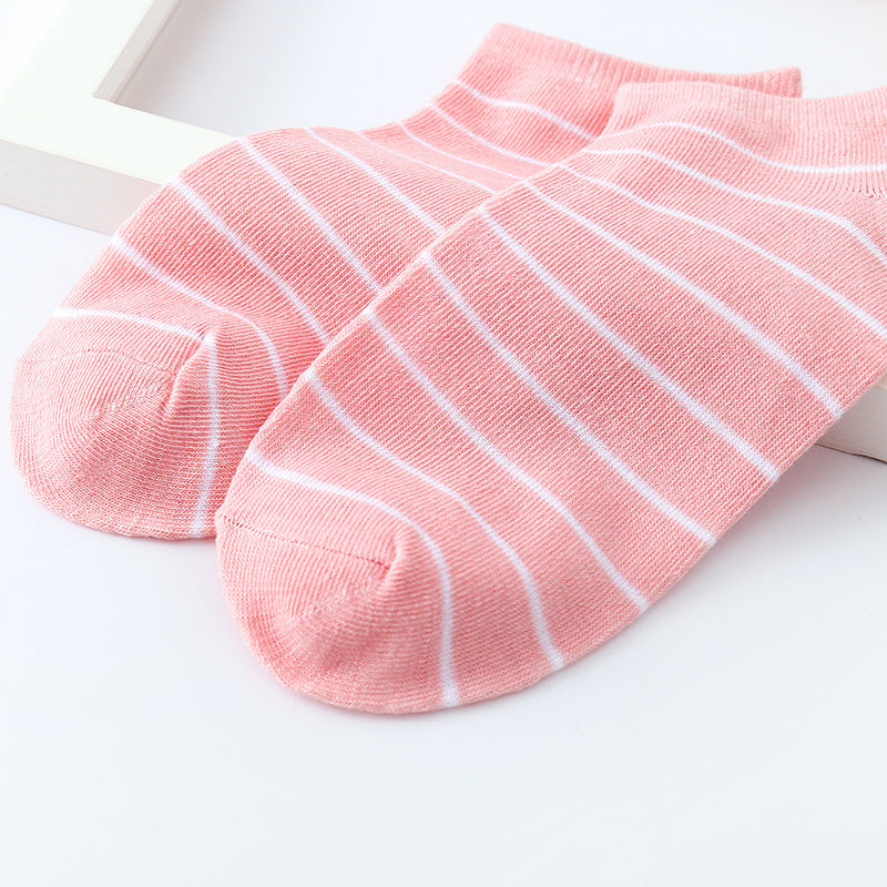 Striped Cotton Blend Ankle Socks Women's Stockings