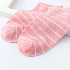Striped Cotton Blend Ankle Socks Women's Stockings