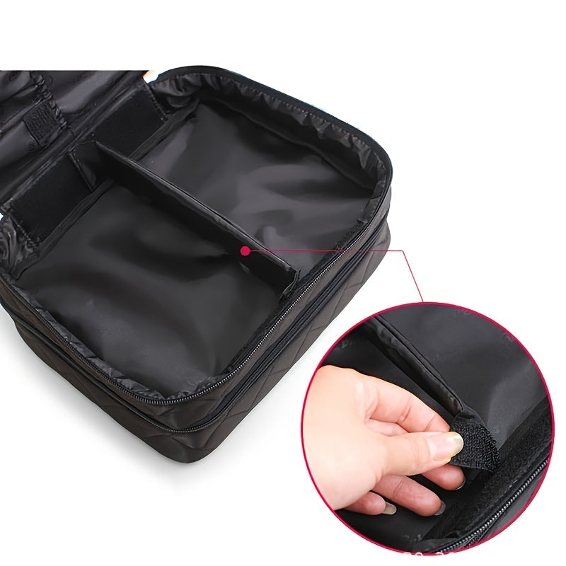Large Capacity Double Layer Makeup Bag for Travel Portable Cosmetic Bag