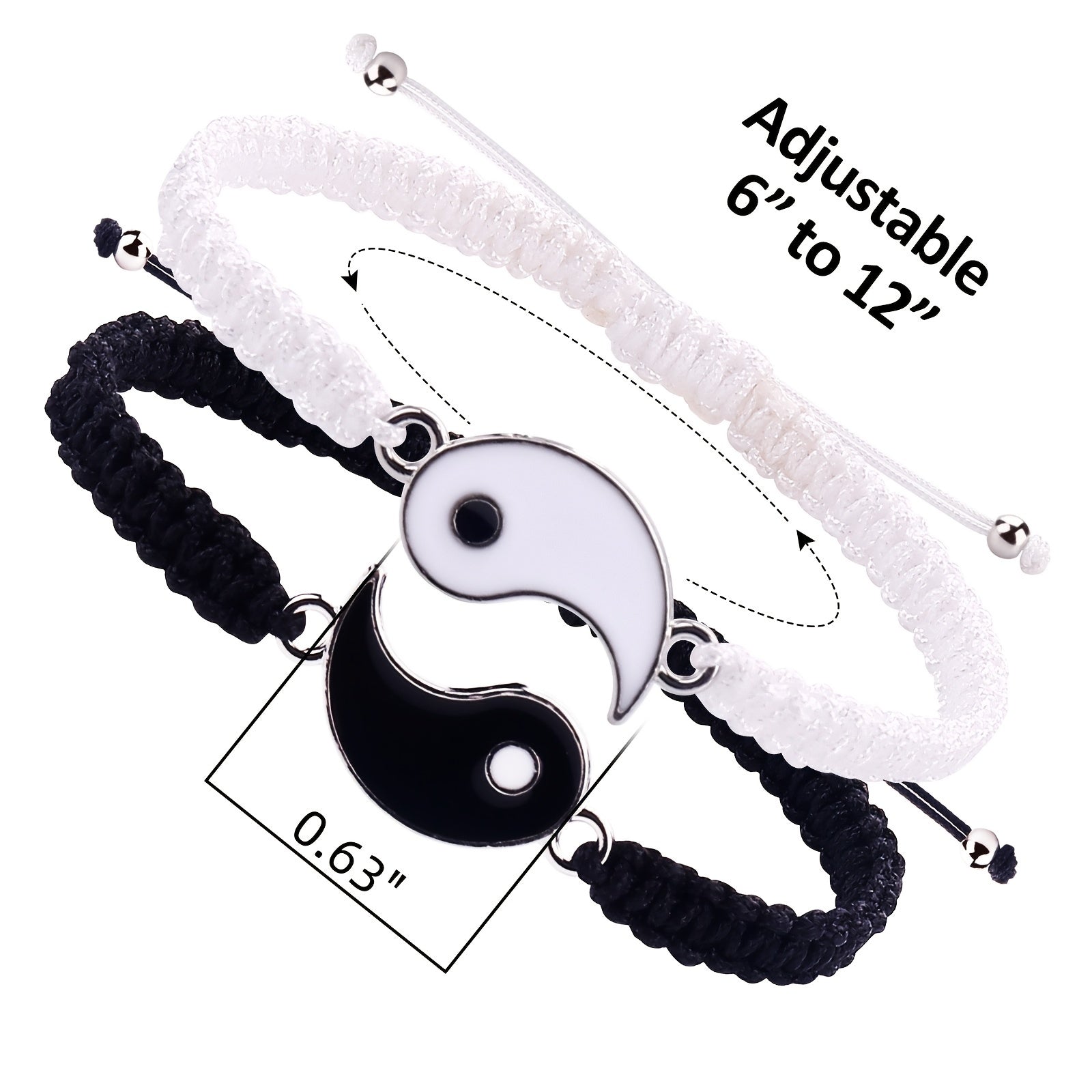 2Pcs Yin Yang Friendship Bracelets Set for BFFs