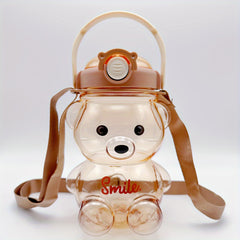 Big Belly Bear Water Bottle with Shoulder Strap and Straw 1000ml
