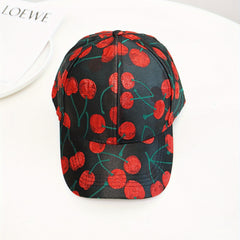 Cherry Print Baseball Cap Couple Sun Hat Adjustable Golf Dad Hats Women Men