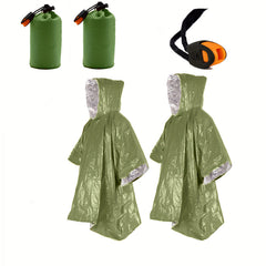 Emergency Blanket Ponchos - Stay Warm & Dry Outdoors - 2pcs