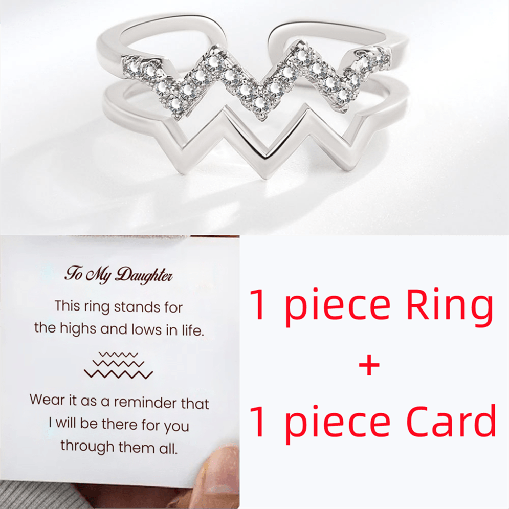 Daughter Double Layer Wavy CZ Open Ring