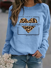 Kind Heart Print Sweatshirt Casual Crew Neck Sweatshirt Women's Clothing