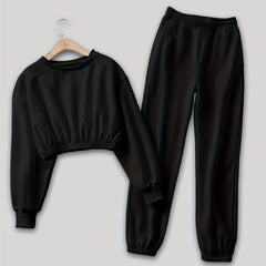 Workout 2pc Set Cropped LS Sweatshirt & Jogger Pants