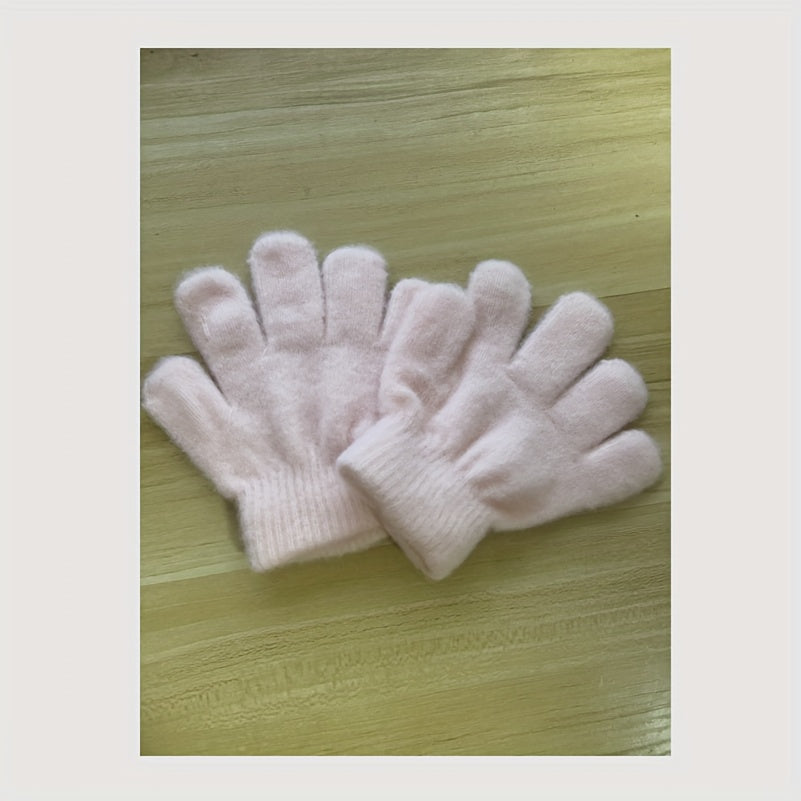 Warm Knitted Children's Gloves for Autumn/Winter