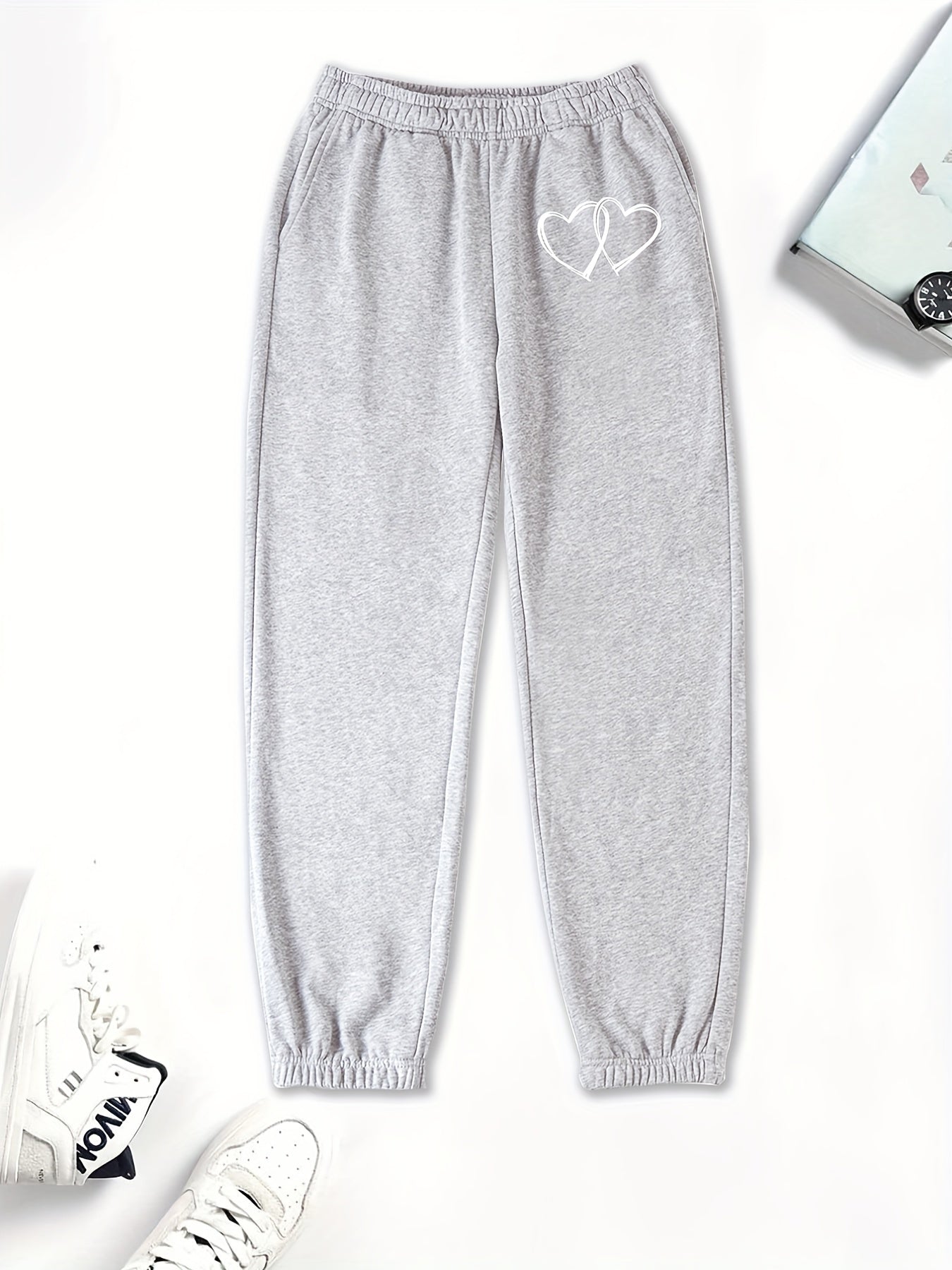 Two Hearts Graphic Sweatpants For Girls Workout Active Joggers Pants