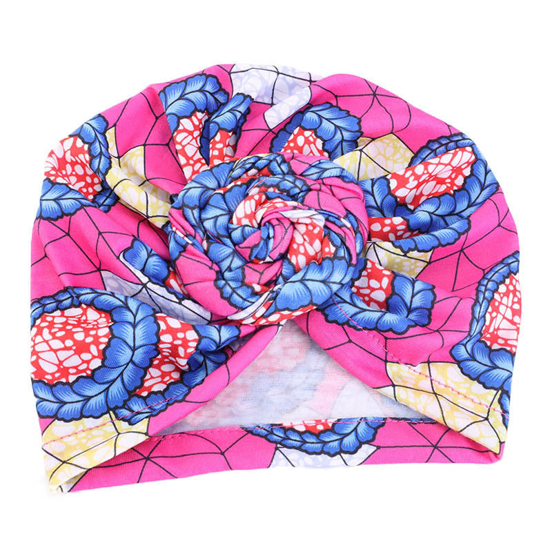 African Style Print Top Knot Girls Flower Baby Hat Bandana