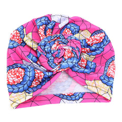 African Style Print Top Knot Girls Flower Baby Hat Bandana