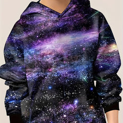 3D Universe Pattern Hoodie For Kids Casual Hooded Long Sleeve Top