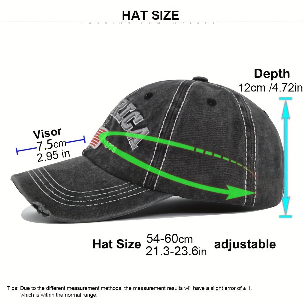 3D Embroidery Baseball Cap AMERICA Peaked Cap Curved Brim Hat Sun Visor
