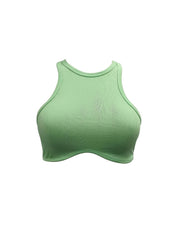 Solid Cami Crop Top Casual Crew Neck Tank Top