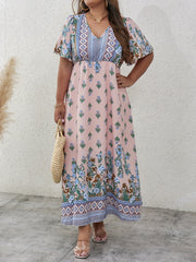 Boho Dress Women's Plus Colorblock Floral Print Maxi