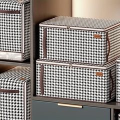 Large Capacity Houndstooth Pattern Storage Bag Zipper Dustproof Organizer