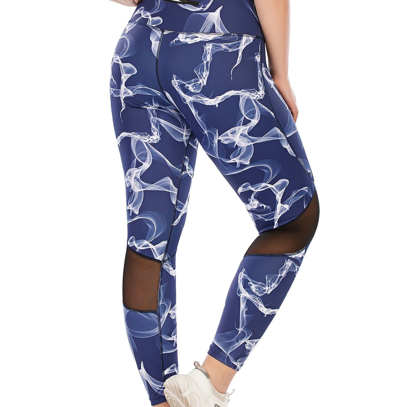 Camo Print Mesh Fitness Leggings Women Plus Size Breathable Sports Leggings