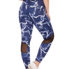 Camo Print Mesh Fitness Leggings Women Plus Size Breathable Sports Leggings