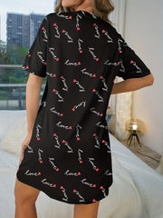 Floral Print NightDress Short Sleeve Crew Neck Pajama