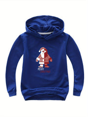 Santa Graphic MERRY CHRISTMAS Hoodie Girls Spring Fall Sports