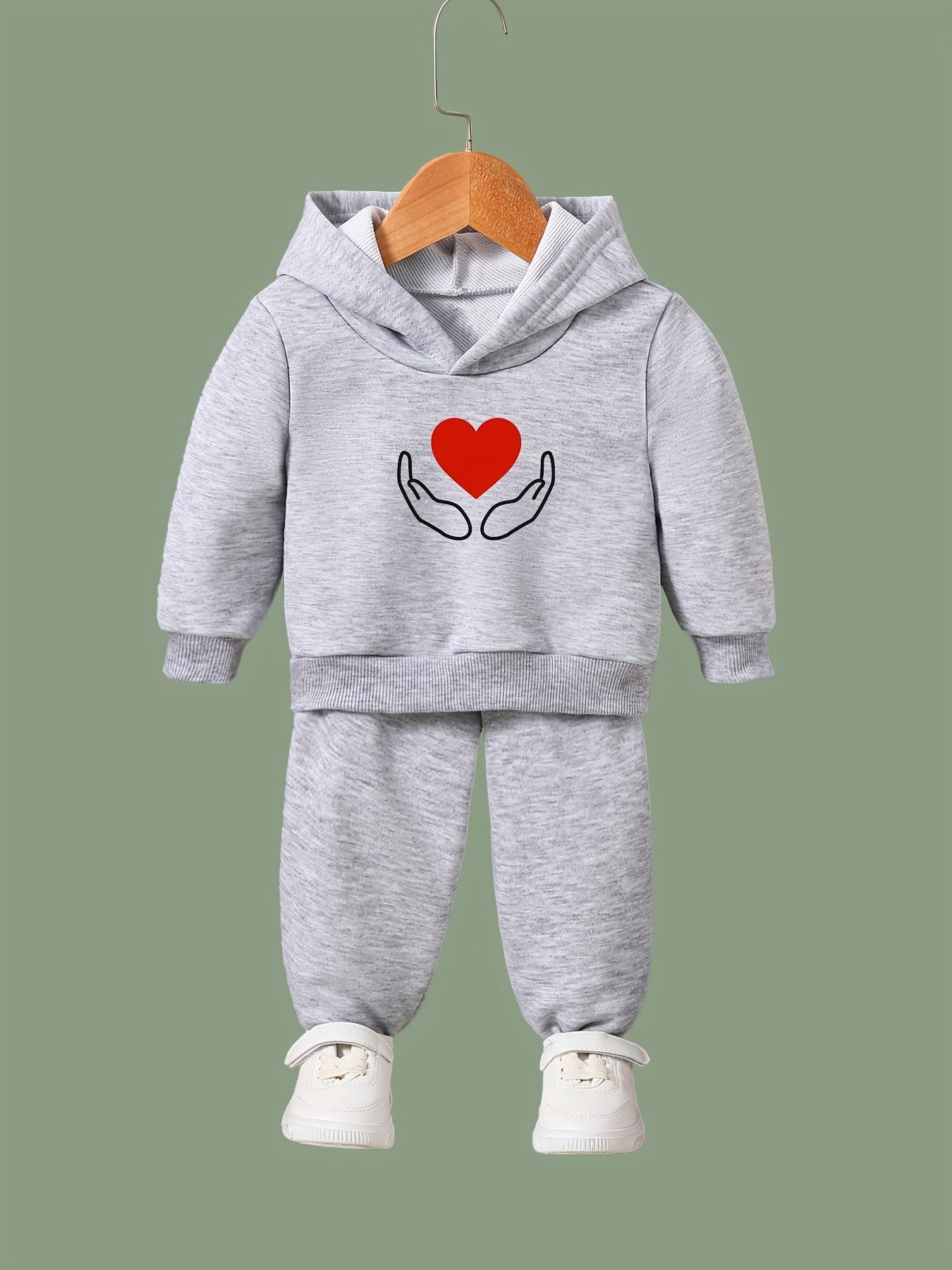 OERYUI Heart Print Hoodies Pants Set For Spring Fall Sports Christmas Gift