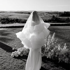 Ruffled Train Bridal Veil & Cascading Skirt
