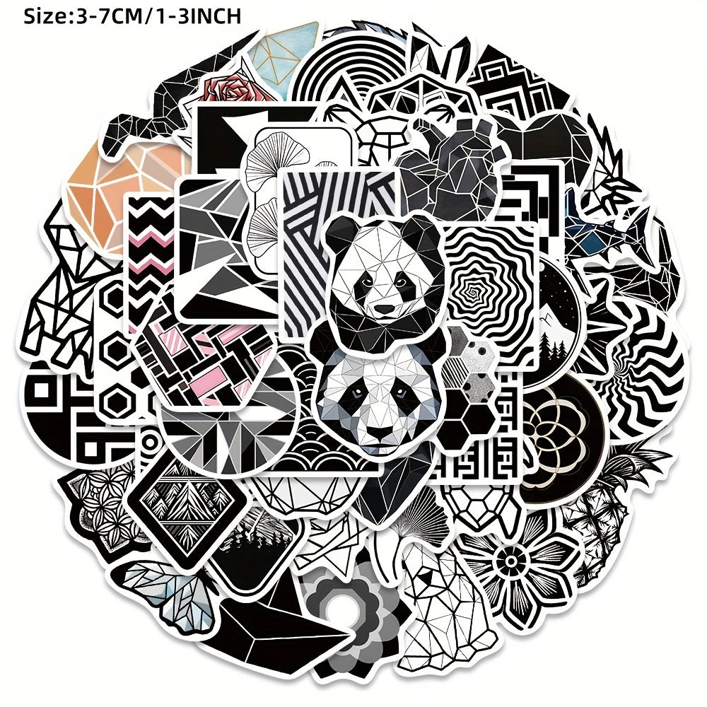 50pcs Geometric Pattern Graffiti Stickers Waterproof Pack