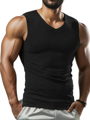Men's Quick Dry Fleece Tank Top V Neck Sleeveless Shirt