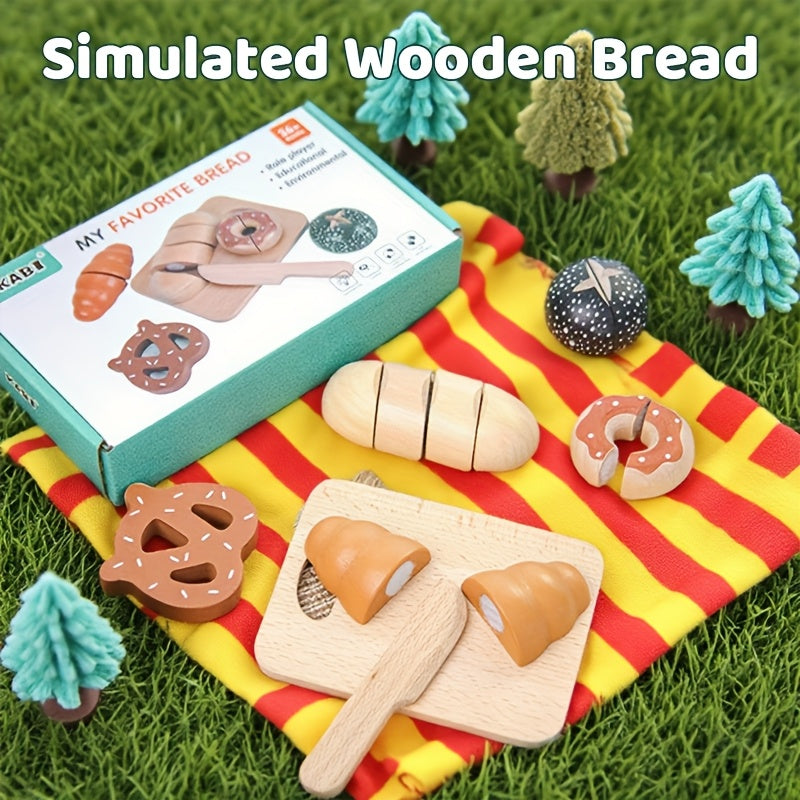 13pcs Wooden Bread Cutting Board Role Playing and Family Interaction