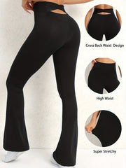 High Rise Cross Back Flared Yoga Pants