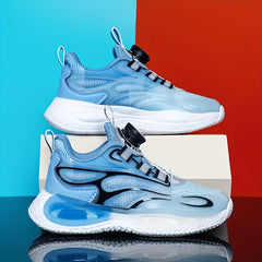 Kid's Basketball Shoes w/ Rotating Buckle Soft Sole Breathable Sneakers
