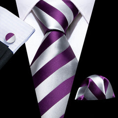 Barry Wang Wide Striped Tie Set for Evening Performances