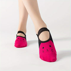 Women's Non-slip Lace Up Yoga Socks Breathable Dance Training Socks