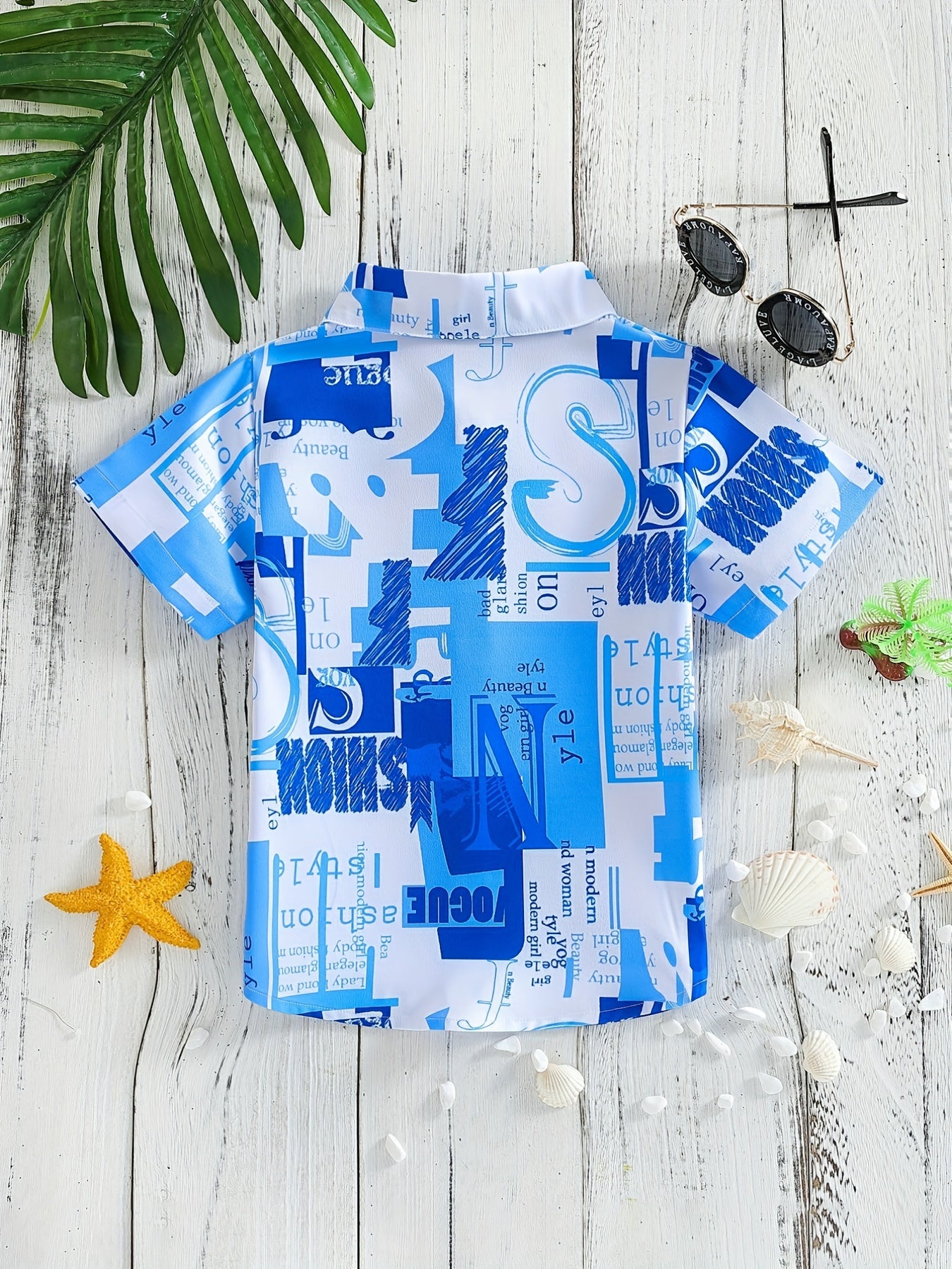 Boys Letter Pattern Short Sleeves Shirt