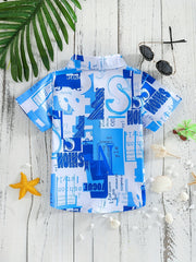 Boys Letter Pattern Short Sleeves Shirt