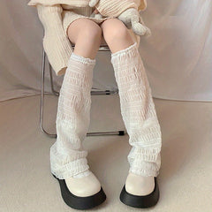 Y2K Lace Mesh Leg Warmers Ruffle Knee High Socks