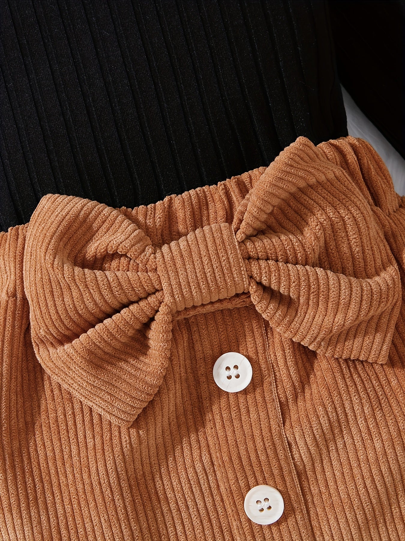 Baby Girl's Crew Neck Top & Elastic Khaki Skirt Set