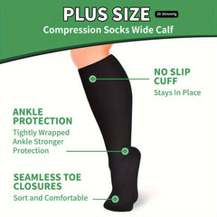 Sporty Calf Socks Women's Plus Solid Soft & Comfort Ankle Compression Socks