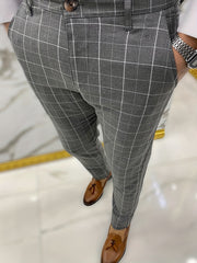 Men's Plaid Striped Slim Fit Trousers
