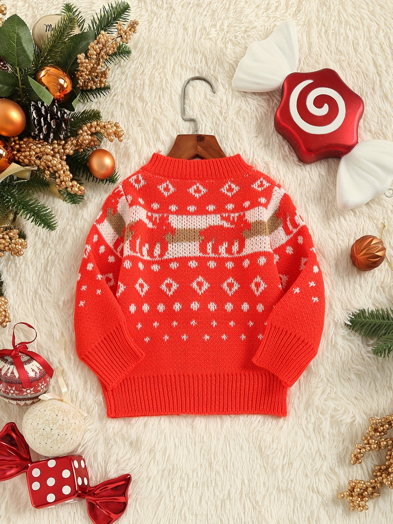 Christmas Dressing Button V neck Knit Cardigan Little Girls Casual Sweater Top