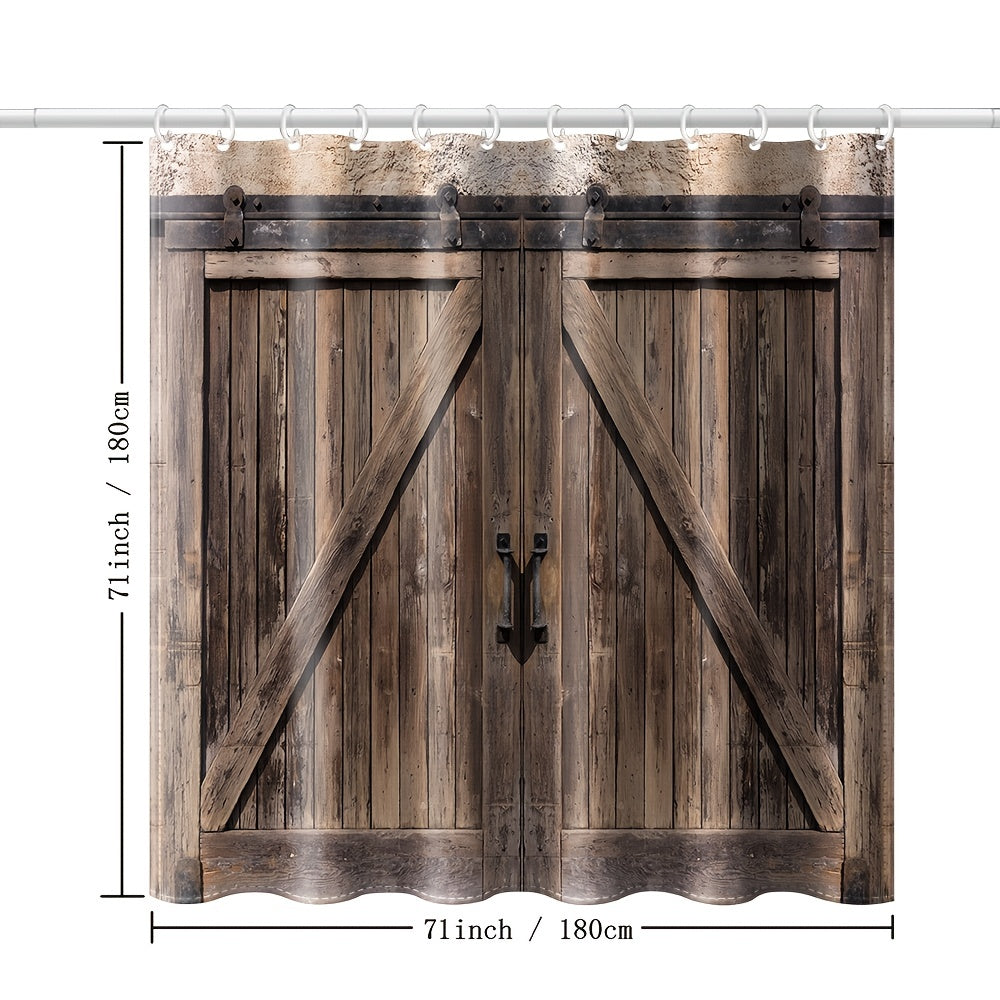 Rustic Western Shower Curtain Dark Brown Barn Door