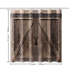 Rustic Western Shower Curtain Dark Brown Barn Door