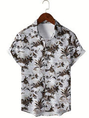 Men's Snow Print Camp Collar Bowling Shirt