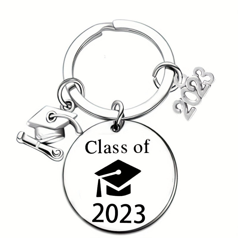 Stainless Steel Graduation Keychain - Letter Engraving Gift for Kids Friends